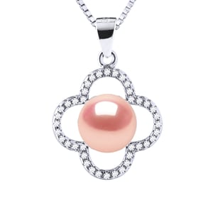 Collar de trébol Pearl White White 9-10 mm 925