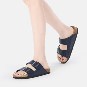 Sandalias EVER AU Mujer Mallard Piel Doble Hebilla - Piel azul marino