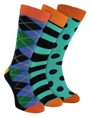 HS by Happy Socks - Pack de 3 calcetines de vestir divertidos - Argyle (Azul)