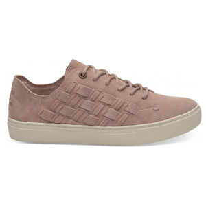 Toms Lenox Bloom Basketweave Pink Leather Womens Lace Up Trainers 10011818