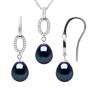 Normandía Collar y aretes de adorno colgan cuentas dulces blancos 925