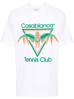 Casablanca Camiseta estampada Playful Eagle Tennis Club en blanco