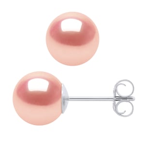 Pendientes de tachuelas Cultura de agua Pearls Sweet Round 7-8 mm White Natural White Gold