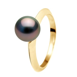 Anillo de la prisa tahitian perla redonde 8-9 mm de oro blanco