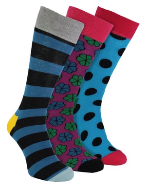 HS by Happy Socks - Pack de 3 calcetines de rayas de colores para hombre - Raya ancha