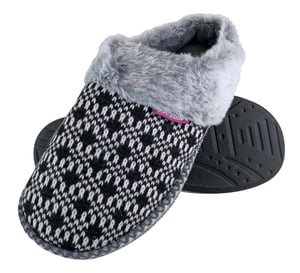 Dunlop - Ladies Cute Cosy Plush Memory Foam Knitted Slippers With Open Back Mules