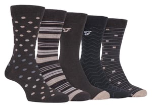 Farah - Paquete de 5 calcetines de algodón para hombre, finos, transpirables y con diseño de lunares - FCS273BRNGRY (Lunares)