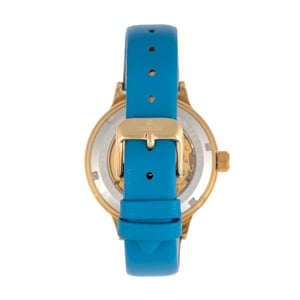Reloj automático Empress Alice con correa de cuero y esfera esquelética MOP