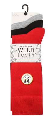Wild Feet - Paquete de 3 calcetines de bambú transpirables de colores lisos para hombre