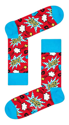 Calcetines para el Día del Padre | Calcetines Happy | Calcetines rojos y azules divertidos con talón y puntera reforzados | Regalo para el Día del Padre - Rojo