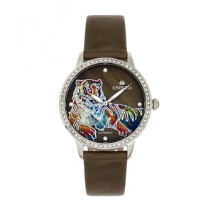 Reloj automático Empress Diana con correa de cuero MOP grabado