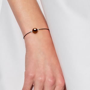 Link de brazalete de amor Pearl Freshwater Round 9-10 mm Nylon Black Chocolate Link 925