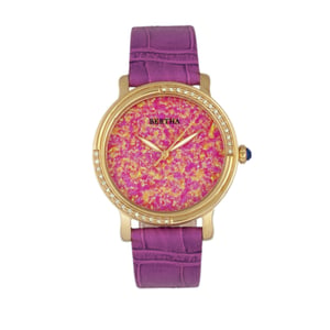 Reloj Bertha Courtney con esfera de ópalo y correa de cuero