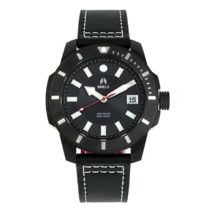 Reloj de buceo para hombre con correa de cuero Shield Shaw y fecha