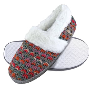 Dunlop - Ladies Cute Fluffy Plush Winter Warm Luxury Comfort Knitted House Slippers