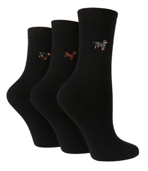 Wild Feet - Pack de 3 Calcetines de Algodón Bordados con Diseño de Animales para Mujer