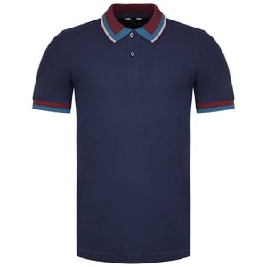 Ben Sherman Stripe Collar Mens Polo azul marino