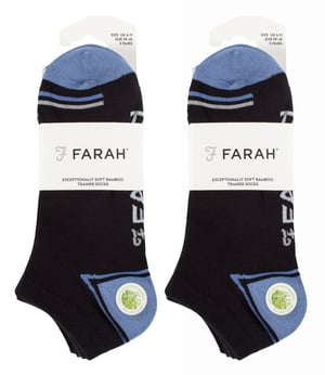 10 Pares de Calcetines de Bambú para Hombre | Farah | Striped Cushioned Ankle Socks - Negro