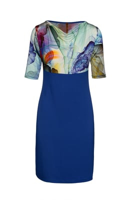 Vestido con cuello redondo estampado