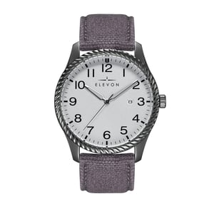 Reloj Elevon Crosswind con correa de cuero superpuesta en lona y fecha