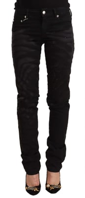 Jeans ajustados negros de cintura media con adornos para mujer Just Cavalli