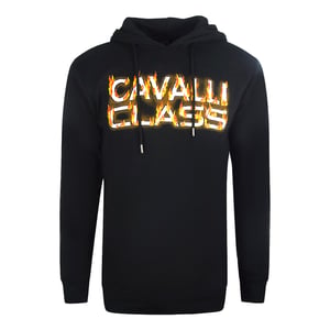 Cavalli Class Fire Logo sudadera con capucha negra