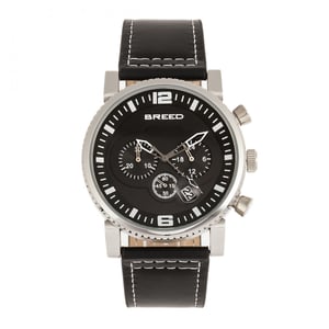 Reloj Breed Ryker con cronógrafo y correa de cuero con fecha