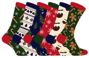 Calcetines de Navidad para hombre | Snob de calcetines | Novedad Colorido Elegante Divertido Patterned Crew Xmas Socks - 6 Pack