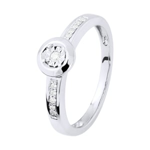 Diamond Solitaire compatible con 0,070 CTS Ilusión 1 CT de oro blanco
