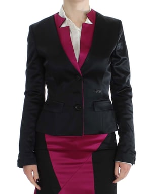Saco Blazer Stretch Negra Rosa para Mujer Exte