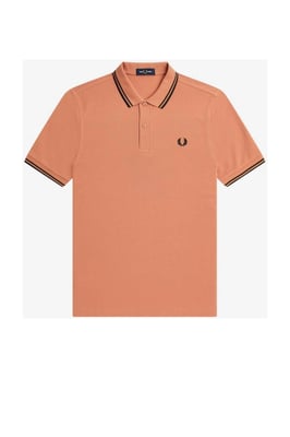 Polo negro rosa óxido con cuello con ribete doble de Fred Perry