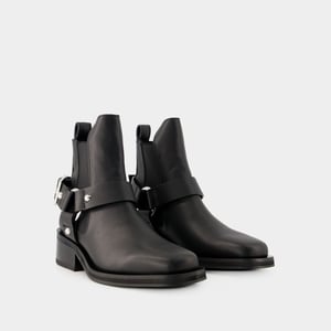 Botines Biker Chelsea - Ganni - Piel - Negro