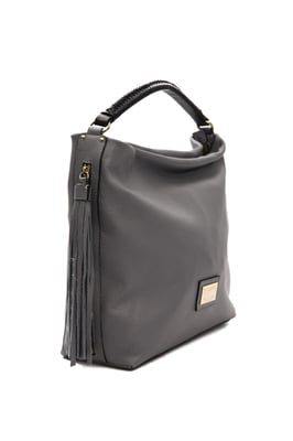 Bolso de Hombro de Cuero Gris para Mujer Pompei Donatella