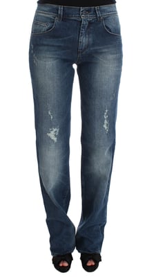 Jeans Slim Fit de Mezcla de Algodón Lavado Azul de Ermanno Scervino
