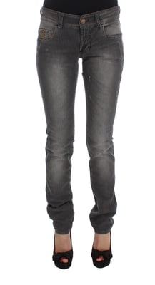 Jeans ajustados de mezcla de algodón con lavado gris Galliano