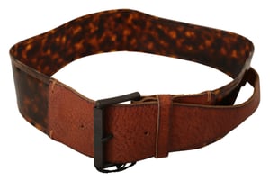 Cinturón de cintura de cuero marrón oscuro con hebilla para mujer Ermanno Scervino