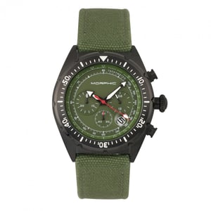 Reloj cronógrafo Morphic serie M53 con correa de cuero tejido de fibra y fecha