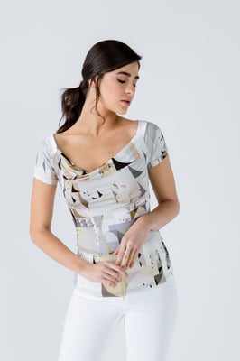 Cuello drapeado estampado