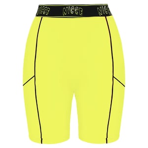 Nicce Stretch Logo Black/Neon Yellow Womens Carbon Shorts 201 2 06 03 0180