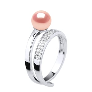 Ring Rush Ajustable Pearl de agua dulce Ronda 7-8 mm Joyería de oro 925