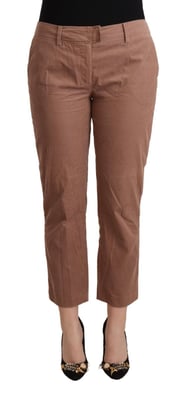 Pantalones recortados de algodón marrón ajustados de mujer Costume National