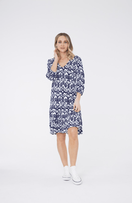 Vestido estampado tribal - Azul