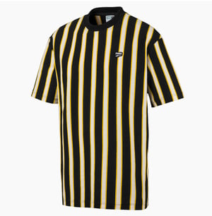 Camiseta casual negra Puma Downtown Stripe Tee para hombre 595687 01