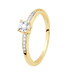 Diamond Solitaire soportado 0,070 CTS Ilusión 1 CT de oro amarillo con cuatro garras