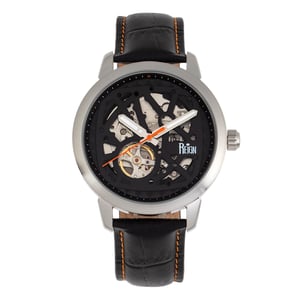 Reloj automático Reign Rudolf con correa de cuero y esqueleto