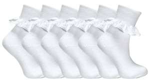 6 Pack Calcetines de Encaje con Volantes para Bebé Niña - Rosa