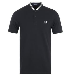 Polo de Piqué con Cuello Bomber para Hombre Fred Perry en Negro