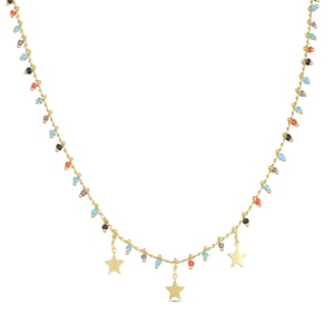 Collar Luxenter  de Plata de Ley 925 con Cuarzo Hidrotermal Multicolor acabado en oro amarillo de 18K - Beos