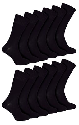 IOMI - 12 Pares Multipack Calcetines Diabéticos de Bambú para Hombre | Calcetines sin costuras extra anchos con parte superior de agarre suave no elástico - Negro