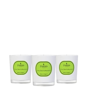 SET DE 3 VELAS DE LIMA, ALBAHACA Y MANDARINA